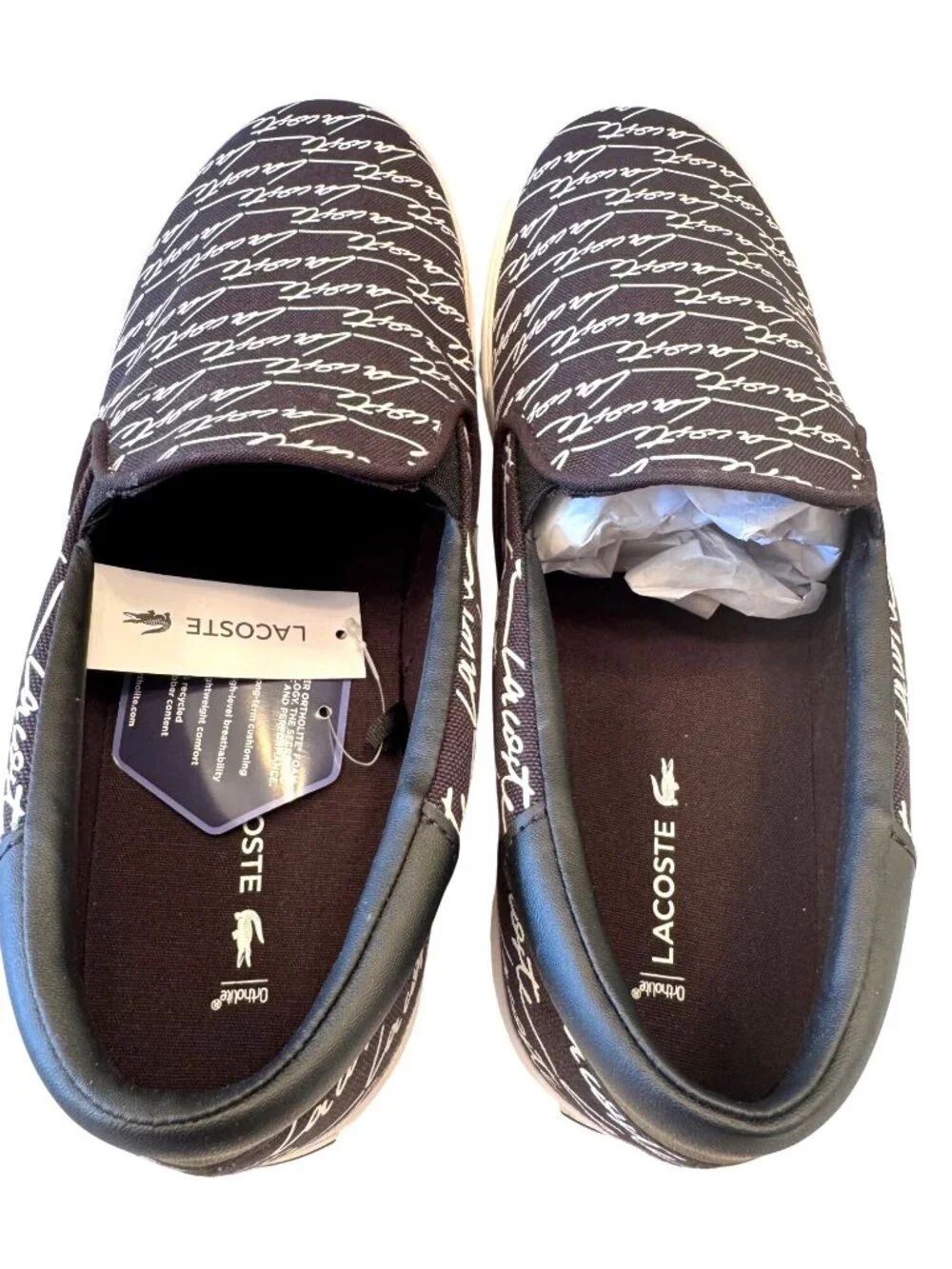 Lacoste Jump Serve Size 11.5 Canvus Slip On Black White NWB